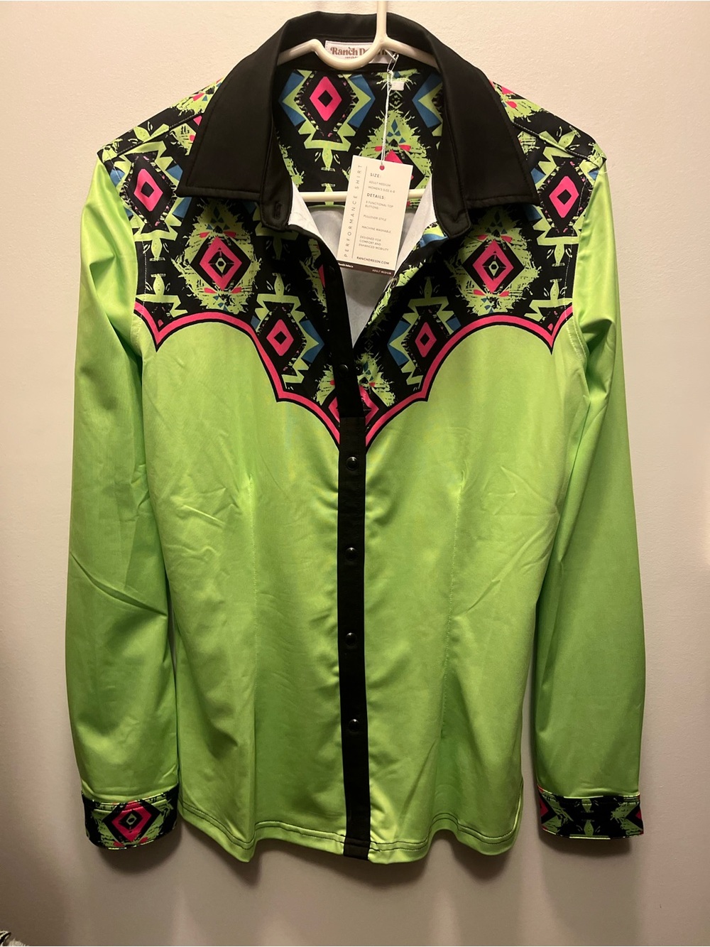 Ranch Dressn- Green Aztec rodeo shirt
